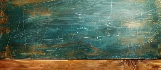 Poster - A vintage chalkboard texture featuring an old wooden frame perfect for design projects with a copy space image.