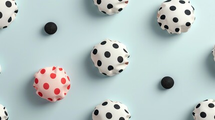 Cheerful polka dots in a variety of sizes and colors, perfect for creating a joyful and upbeat atmosphere. Illustration, Image, , Minimalism,