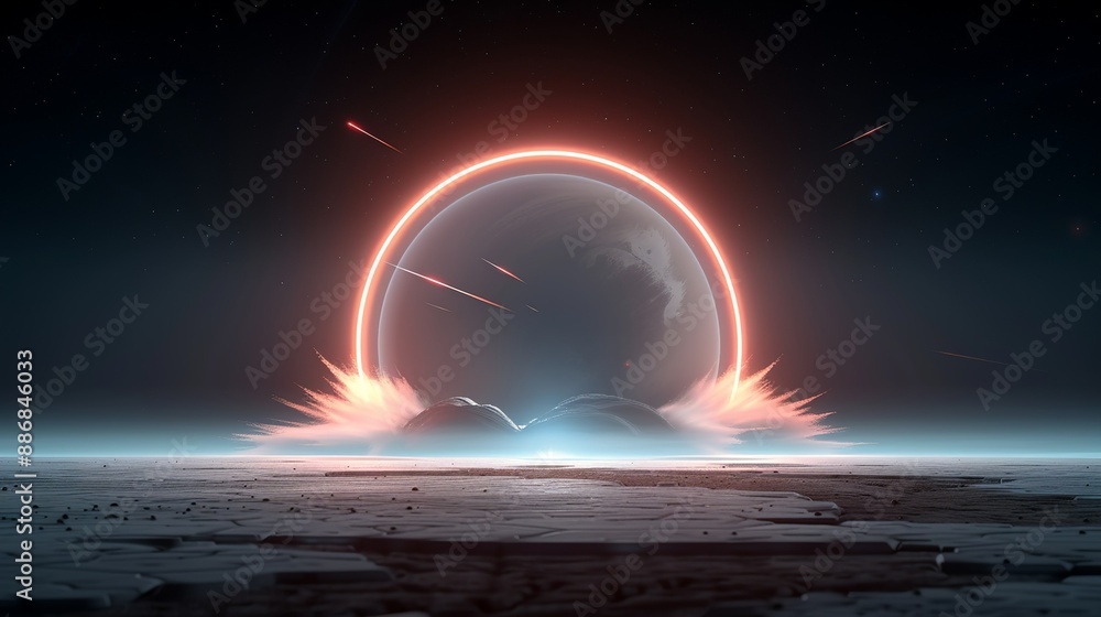 Abstract representation of a supernova explosion, with shockwaves and ...