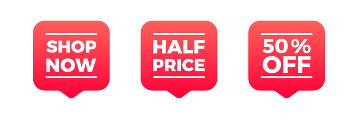 Wall Mural - Half price sale red icon set shop now