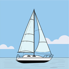 Wall Mural - Minimalist Sailboat on Calm Sea