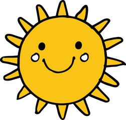 Sticker - Cute Sun Illustration with Smiling Face