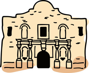 Sticker - Illustration of Historic Building with Archways and Facade