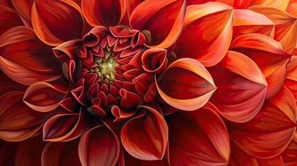 Canvas Print - Dahlia bloom vibrant petals. Generative AI