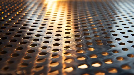 Perforated metal sheets with a modern design, backlit to emphasize depth and texture