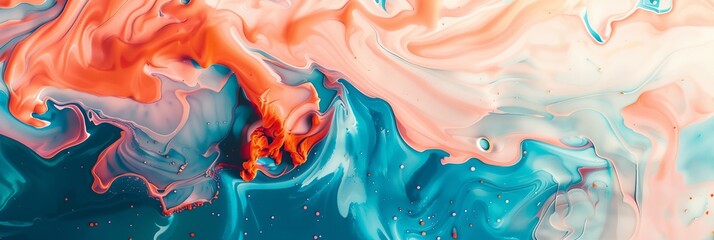 Wall Mural - a painting of a blue and orange liquid