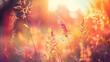 © Trendy Graphics - Wild grass in the forest during sunset. Macro image, shallow depth of field. Abstract nature background
