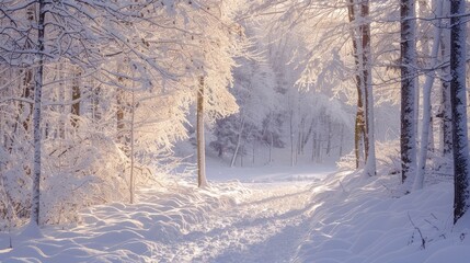 Poster - Snow silence winter wonderland. Generative AI