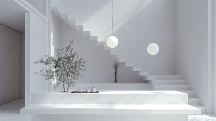 Sticker - White kitchen minimalist. Generative AI