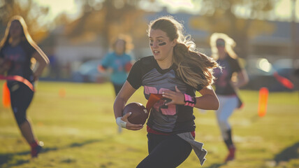 Sticker - girls playing flag football