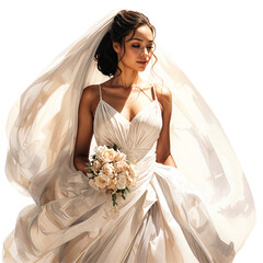 Wall Mural - bride with bouquet