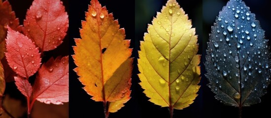 Poster - Four Seasons: Leaves with Dew Drops