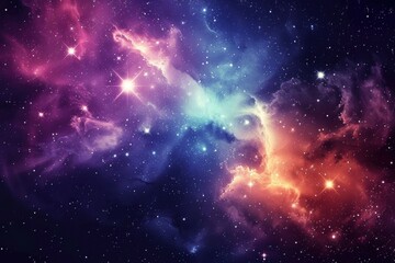 colorful galaxy and celestial bodies in the distant cosmos
