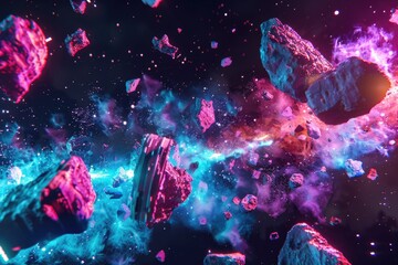 Wall Mural - asteroid in space galaxy, suitable for science fiction or technology backgrounds