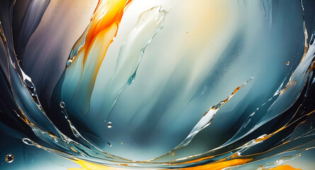 Wall Mural - Abstract Liquid Swirls with Golden Accents