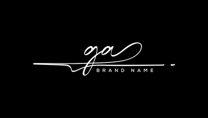 GA letter beauty handwriting vector logo. 