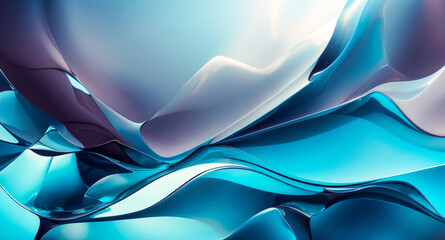 Poster - Abstract Blue and White Liquid Background