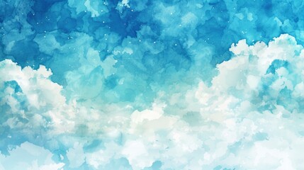 Wall Mural - a watercolor painting of a sky with clouds background - generative ai