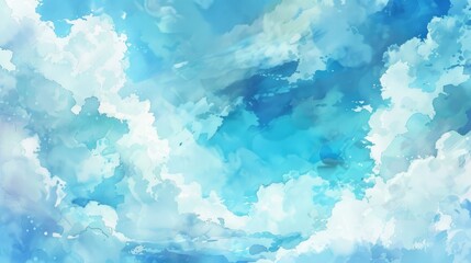 Wall Mural - a watercolor painting of a sky with clouds background - generative ai