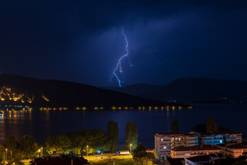 Wall Mural - lightning over the city