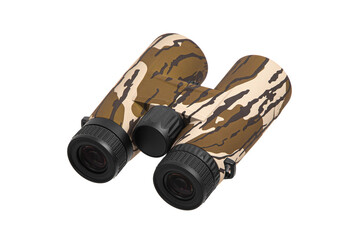 Wall Mural - Modern binoculars in camouflage coloring.  An optical instrument for observation at long distances. Isolate on a white back