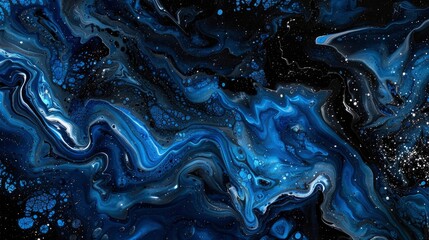 Wall Mural - blue and black abstract painting - generative ai