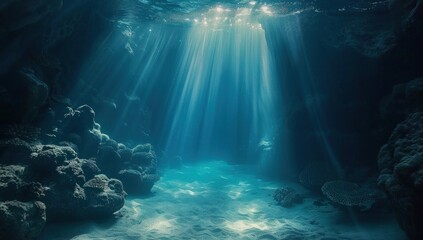 sunlight illuminates a sandy ocean floor