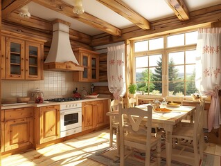 A wooden kitchen island in a large kitchen