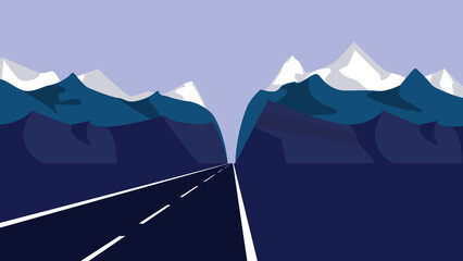 Wall Mural - Goal achievement concept. Highway among the mountains