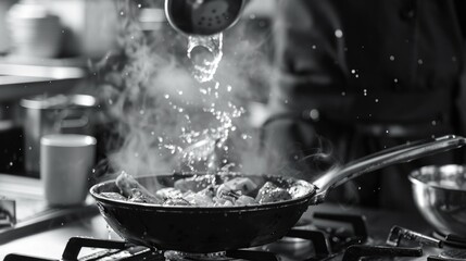 Canvas Print - Frying Pan on Stove with Steam