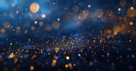 Wall Mural - blue background with gold sparkles bokeh