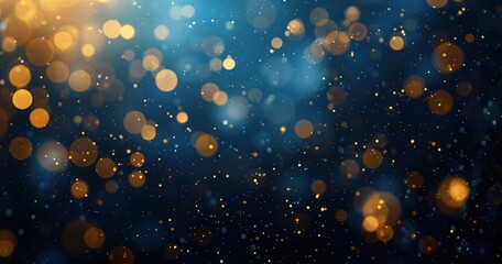 blue background with gold sparkles bokeh