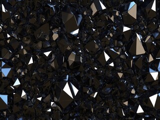 Wall Mural - Faceted texture defines the 3D render of a black crystal backdrop