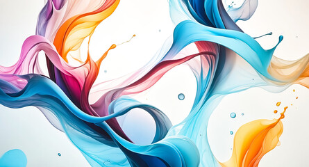 Wall Mural - Abstract Colorful Liquid Swirls on White Background