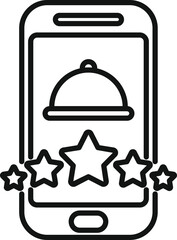 Sticker - Smartphone showing a food tray and five stars for online food delivery rating app