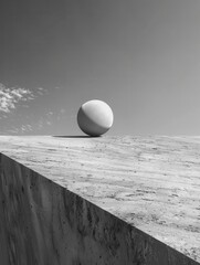 Canvas Print - a large white ball sitting on top of a cement wall