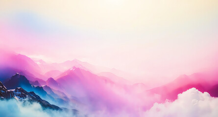 Canvas Print - Pink and Blue Mountain Landscape