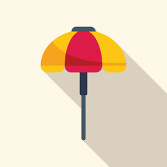 Poster - Colorful beach umbrella is providing shade on a sunny day, perfect for relaxing and enjoying the summer weather