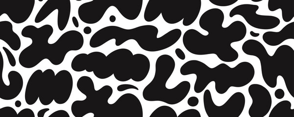 Aufkleber - Seamless pattern with organic shapes and fluid forms. Groovy funky liquid shapes. Vector illustration with wavy figures. Modern contemporary figures, Irregular fluid bubbles and doodle pattern.