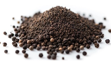 Sticker - A pile of black pepper on a white surface