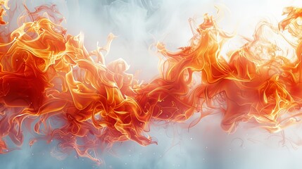 Wall Mural - fire border on a white background