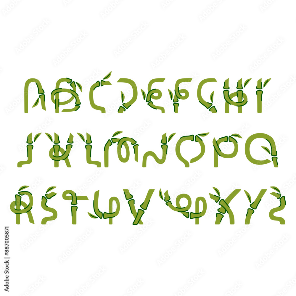 Bamboo Alphabet for Nature Lovers Stock Vector | Adobe Stock