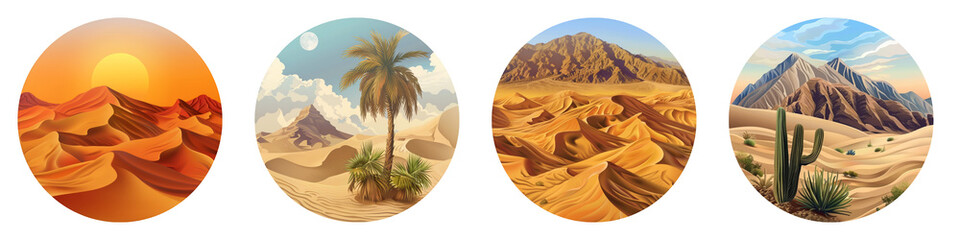 Wall Mural - Desert clipart collection, symbol, logos, icons isolated on transparent background