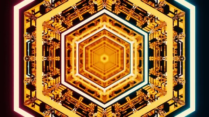 Wall Mural - featuring a hexagonal motif in bright orange and black, perfect for contemporary interiors. design