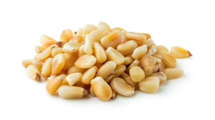 Poster - Close up of pine nuts isolated on a white background