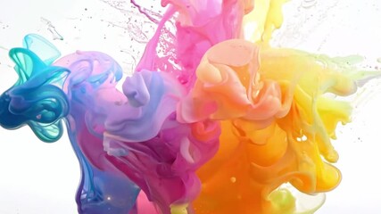 Poster - A burst of vibrant paint explodes against a white background, creating a colorful and abstract design.