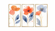 © StellaPattaya - set of three abstract posters with floral art in gold frames, beautiful flower canvases