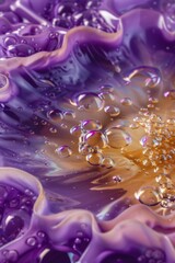 Wall Mural - A close-up shot of a purple flower with water droplets on its petals