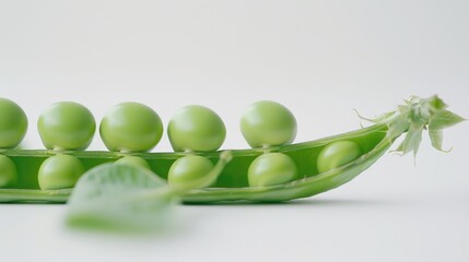 Canvas Print - Ripe green peas in a close up shot with white background