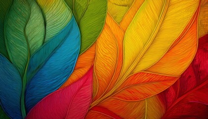 Colorful leaf texture background illustration. Generative ai image
